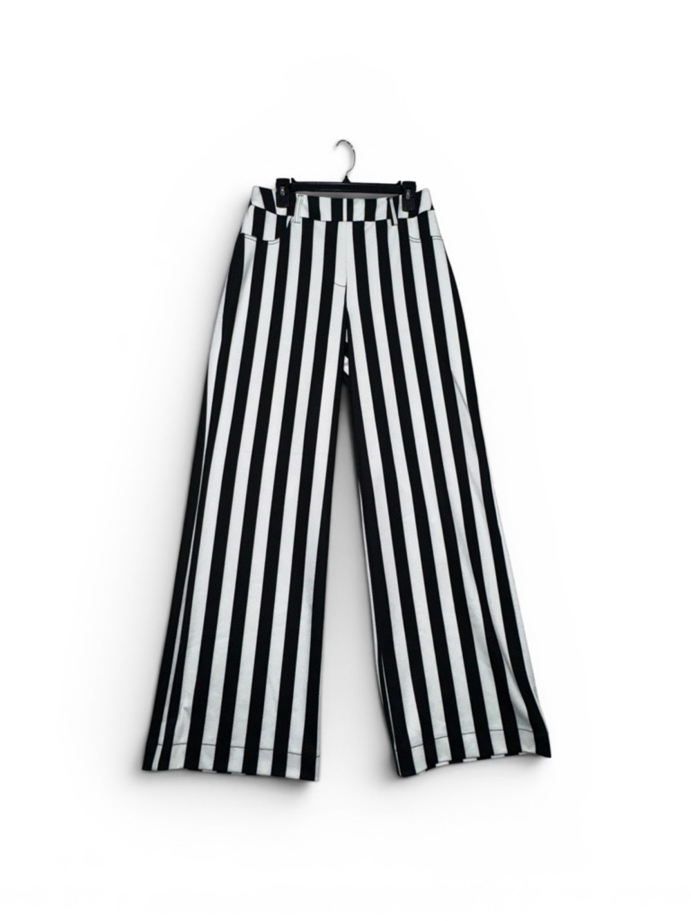 NWT New York & Company Wide Leg Black and White Striped Pants Women Sz M